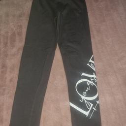 girls grey love leggings age 9 years good clean condition
