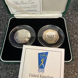 Silver proof 50ps 
EEC/NHS
In case 
Slight toning on coins 

Any questions just ask