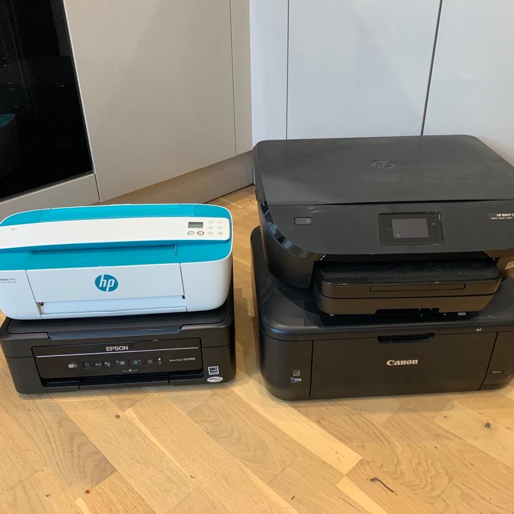 printers 4x Printers For Spares Or Repairs Hp Epsom Canon Parts Only.

All printers turn on but have issues no power cables just printers as per pics

Some have errors some blocked heads and faults

All model numbers in pictures

Collection from Chelmsford Essex

Or local delivery may be possible
