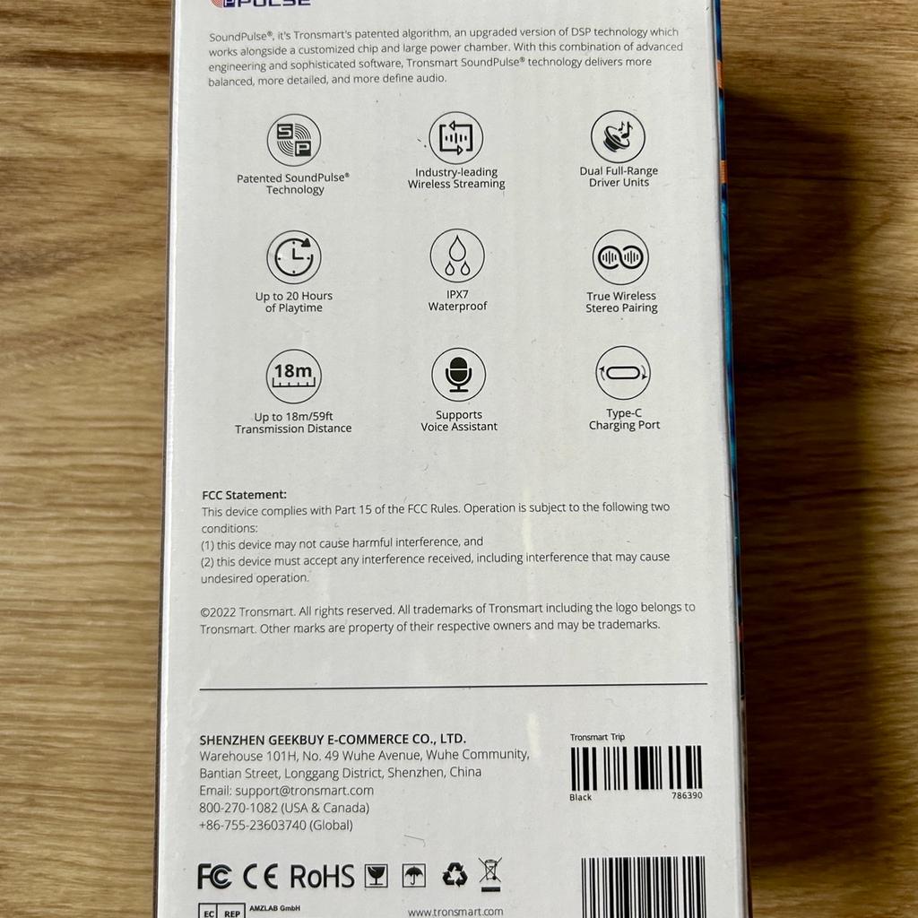 Tronsmart Trip Bluetooth-Lautsprecher
IPX7 wasserdicht
neu und in ungeöffneter Originalverpackung