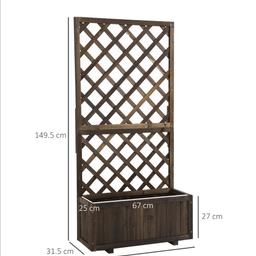 New boxed flower planter with trellis. Please check the pictures for measurements height 149.5cm depth 31.5cm width 72.5cm.
7 boxes £40 for each or £200for the 7 planter .
Collection only from Pimlico Sw1v area.
Each box about 6 kilos.