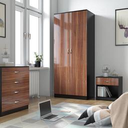 Brand new boxed containing 
- Soft closed Wardrobe 
- 4 Drawer Chest 
- Bedside 

Can deliver up to 50 miles for extra £20 

Dimensions: 

Wardrobe 180 cm 76 cm 47 cm 
4 Drawer Chest 68.5 cm 60 cm 40 cm 
Bedside Cabinet 46.5 cm 45 cm 35.3 cm