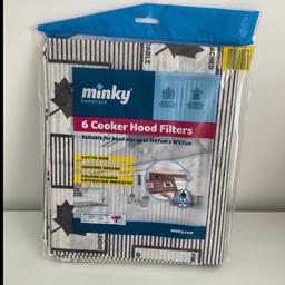 Brand new minky cooker hood filters 
Can be cut to size 
PLEASE NOTE THERE IS ONLY 4 BRAND NEW COOKER FILTERS IN BAG