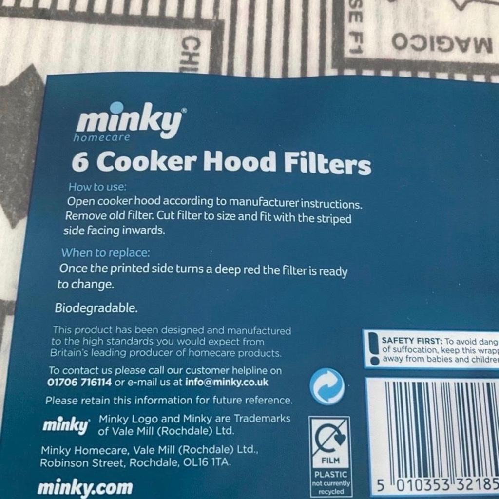 Brand new minky cooker hood filters
Can be cut to size
PLEASE NOTE THERE IS ONLY 4 BRAND NEW COOKER FILTERS IN BAG