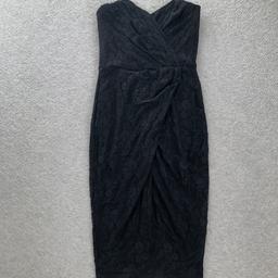 Size 10
ASOS Black strapless lace pleat front midi dress

Brand new without tags