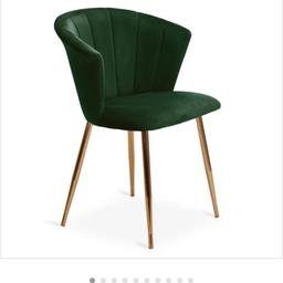 Bottlegreen velvet decorative chair with gold legs from Dunelm which is still available to buy in store currently on offer for £89 will except £45