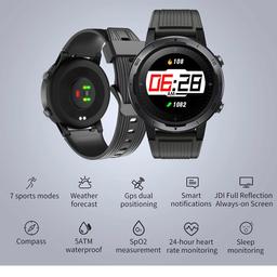 Brandnew unopened still sealed. 

Smart Watch for Men Women, Smart Sports Watch with GPS Touch Screen 5ATM Waterproof watches with Heart Rate Blood Oxygen Monitor.