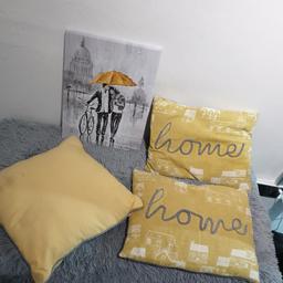 picture and 3 cushions good condition