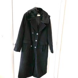 Long black adjustable faux fur coat uk 14

This long black coat with two side pockets on each side and two pockets on either side to use .

Material :
Cashmere
Wool
Polyester