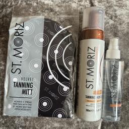 ST-MORIZ tanning bundle buy
*200ml light tanning mousse
*face & body tanning mist
*velvet mitt

Tanning mouse-
achieve a streak free tan with the mitt. Mousse available in medium fast drying it’s super easy to apply to give you full & even coverage.
A unique shade of active tanning agents work their magic, leaving you with a beautiful medium bronze, natural looking tan, a unique shade of active tanning agents work their magic, leaving you with a beautiful medium bronze, natural looking tan, self-Tanner.

#stmoriztanning #tan #selftan #tanmask