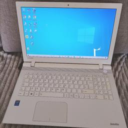 Toshiba laptop 15.6 " screen. Works as long as it is plugged into mains. Quite slow now also so takes a while to start up. Works fine.