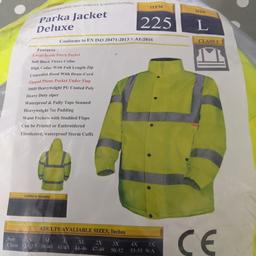 Hi Visibility parker Jacket for men in Large size. Waterproof. Brand new