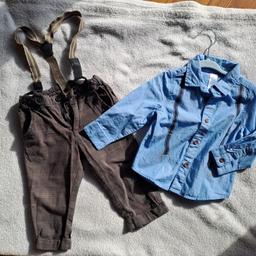 Karierte Anzughose von H&M mit abnehmbaren Hosenträgern und ein blaues Hemd von C&A.
ideal für festliche Anlässe wie Taufe, Hochzeit, etc.