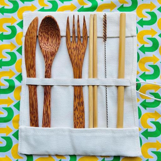 Buy & Sell Gloucestershire Gloucester - Photos for Bamboo Cutlery Set With Straw & Chopsticks