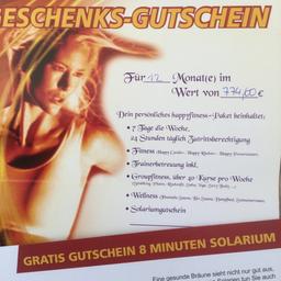 Gutschein für 12 Monate im Happy Fitness Innsbruck / Wörgl inklusive Solarium Gutschein. Abholung oder Versand möglich.