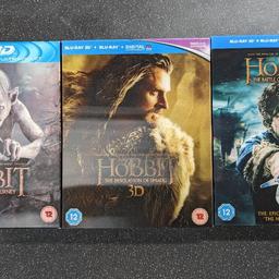 All Three Hobbit films in 3D and normal Blu Ray.
Holographic covers
Mint condition.
