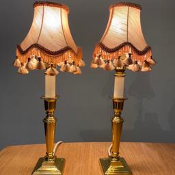 Vintage Laura Ashley Brass Table Lamps Pair Column 13" Tall Candlestick Style

Stunning pair of vintage retro Laura Ashley brass table / bedside lamps - column / candlestick style

Measures approximately 43cm to the top of the shade and 33cm to the base of the lightbulb

Both in excellent condition, with original tasseled pink bell-shaped lamp shades and long cords

Supplied with light bulbs if desired

Collection from Kilburn, NW6 (close to Queen’s Park and West Hampstead), Whitehall Park, N19 (close to Highgate, Archway and Crouch End) or Osterley/Isleworth on select days

Having a big clear out so please take a look at my other listings