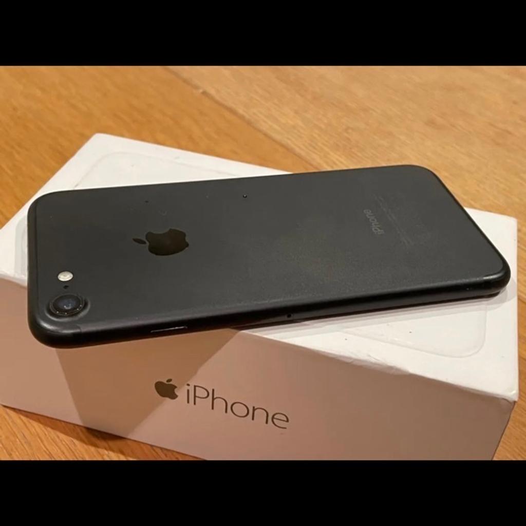 IPhone 7 in black. 128GB. Good condition. Unlocked. Always had a screen protector and case but both now removed.