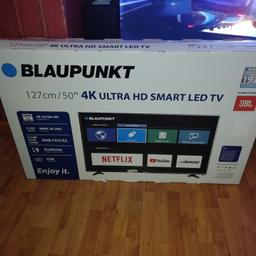 BLAUPUNKT 50 inch 4K Ultra HD Smart LED TV 50/405V-GB-11B4-U EGBQUX-EU, Cracked screen so selling as spares or repair. Brand new,boxed with remote control and all instructions. £10