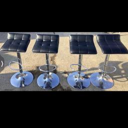 SET OF FOUR CHROME & BLACK BAR STOOLS DELIVERY AVAILABLE OR COLLECTION FROM DN67BH