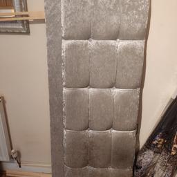 grey/silver crushed velvet kingsize head board in excellent condition still have fire labels attached only a few months old selling due to changing bed altogether collection only