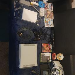 two consoles games and bites everything  in the photos  games & wheel & draw bourd . 5 games for the wii and 4 for the xbox 360 take a good look at photos so ypu now what's there I want £50 ono
collection only dy1 area
can deliver for small fee if local