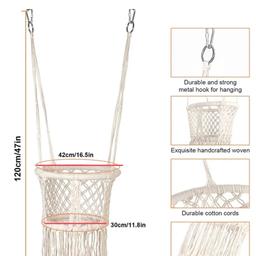 Macrame Baby Swing ,Boho Hanging Swing Seat ,Handmade Hammock Chair for Infant to Toddler,Children's Porch Swing for Indoor Outdoor Playroom Decor


About this item

SAFE & DURABLE- The baby swing is made of sturdy metal frame with 100% hand-woven cotton ropes, offers superb durability and stability. Ensured you can lounge on it with no concern to enjoy baby's leisure time. The size of the baby swing,maximum weight capacity up to 110 lbs (50 kg)

EASY TO INSTALL- Portable swing seat relocates almost anywhere. Easy to hang from ceiling, tree, or any sturdy overhang that can support your weight. Our macrame baby swing comes with Stainless Hook x 2, to install the hanging swing.Our toddler swing is easy to install, also easy to storage if you want to dismantle.

INDOOR AND OUTDOOR-This swing is perfect for any outdoor space such as children's room, living room, ceiling, beach, porch, garden, terrace, backyard for a comfortable seating solution.Versatile enough to function as hammock chair