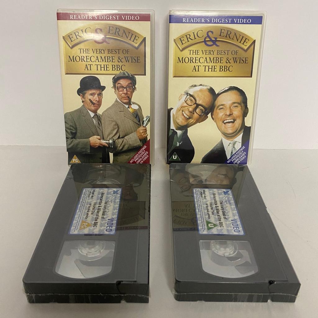 2x Eric & Ernie VHS PAL Video Tapes
Very Best of Morecambe & Wise at the BBC Readers Digest Vol 1 & 2

Both tapes factory sealed, never unwrapped - unplayed.

Same working day despatch
Or cash on collection in person welcome from DA7.