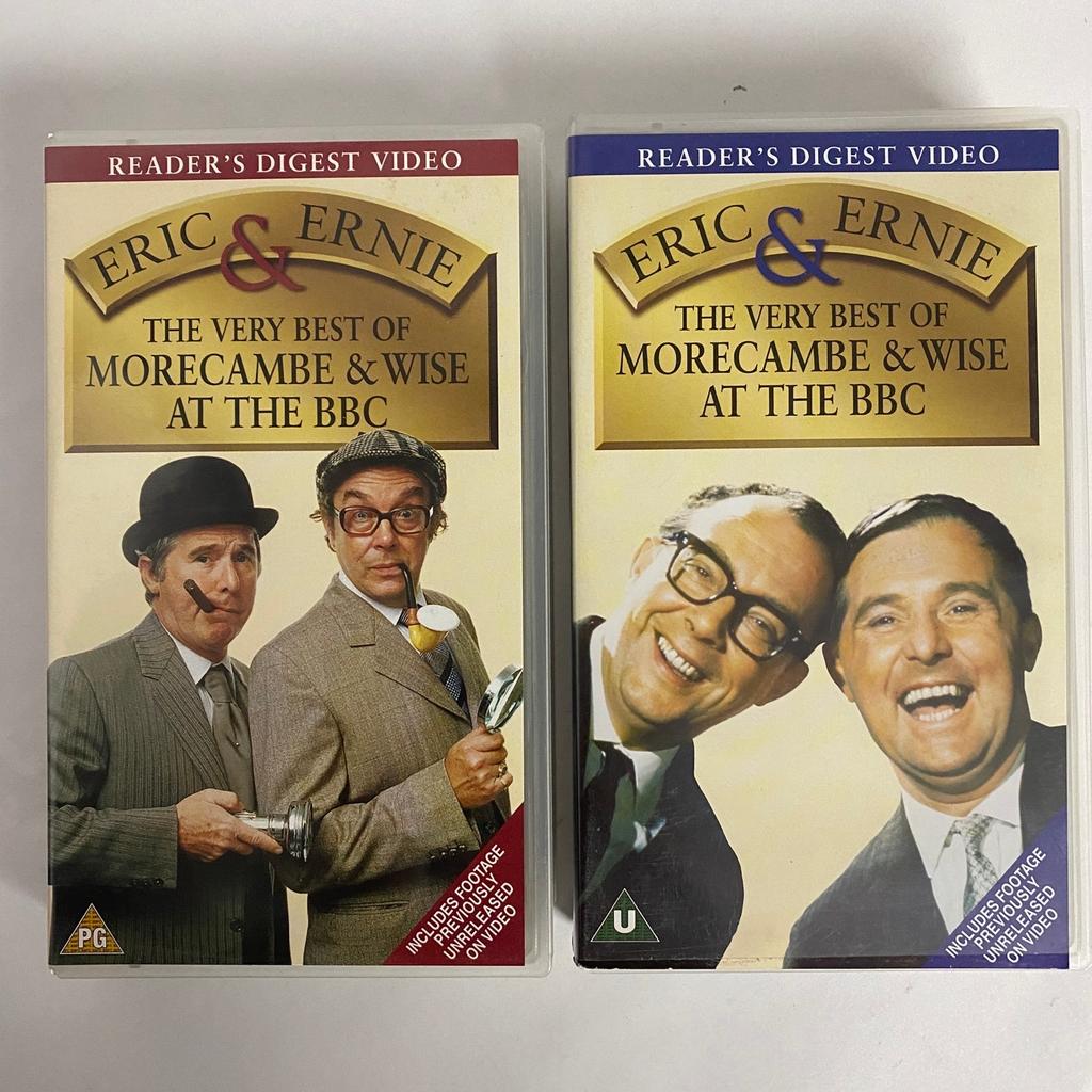 2x Eric & Ernie VHS PAL Video Tapes
Very Best of Morecambe & Wise at the BBC Readers Digest Vol 1 & 2

Both tapes factory sealed, never unwrapped - unplayed.

Same working day despatch
Or cash on collection in person welcome from DA7.