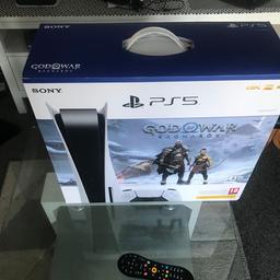 Ps5 console like new only brought at Christmas
Comes with box  
Controller 
Fan stand 
Practically new not one mark on it 
God of war game installed to console 
Comes with ps5 vanguard game 
Reluctant sale
No offers collection only
