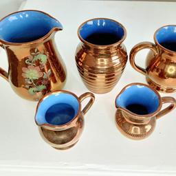 Pottery Creigiau Wales colour gold/copper with blue inside ,no chips or cracks. Abergele