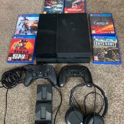 In excellent condition.
Comes with two controllers, one wired, one wireless. 
Six games & all cables. 
PS4 has recently been serviced so runs smoothly and no loud fan.
Price is fixed so no offers please, can drop off locally only.