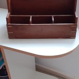 Wooden desk organiser 13" wide x 8" high x 7" deep. Lovely piece old style desk accessory. Well looked after