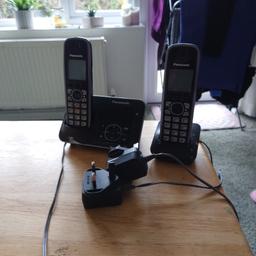 Duo cordless land line phones. With answering machine. Recently replaced with new batteries in both phones.