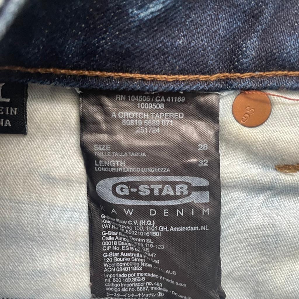 Mens G Star Raw Denim jeans. Size W: 28 L: 32
In excellent condition. A crotch tapered style

Post out 2nd class Royal mail