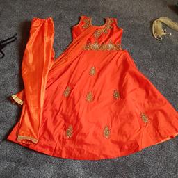 3 piece nice orange colour with a but of gold like new long dress