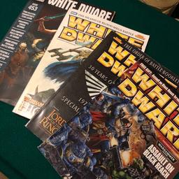 Warhammer white dwarf. Classic magazines. 
Issues: 345, 370, 453 & 30th anniversary special. 
Just magazines. No extras. 
Can deliver locally.