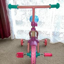 My first bike with stabilisers. Has been used a lot but still has plenty of play left in it. Daughter has tried to pull the stickers off, sorry

FREE TO COLLECTOR