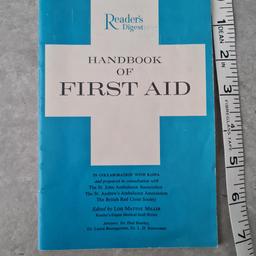Vintage Reader's Digest Handbook of First Aid, in collaboration with RoSPA. Great condition bearing in mind its age. Free collection or can post for additional postage fee of £2.00.