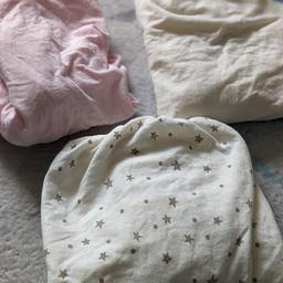 Good used condition
2 x Moses basket in cream 
1 x pink cover Mothercare 

Fits standard Moses basket 28 x 75cm size
Smoke and dog free home
Postage available 📦
Lots of other items available
Bundles listings available
Collect Sidcup
Other items see listings 🛍