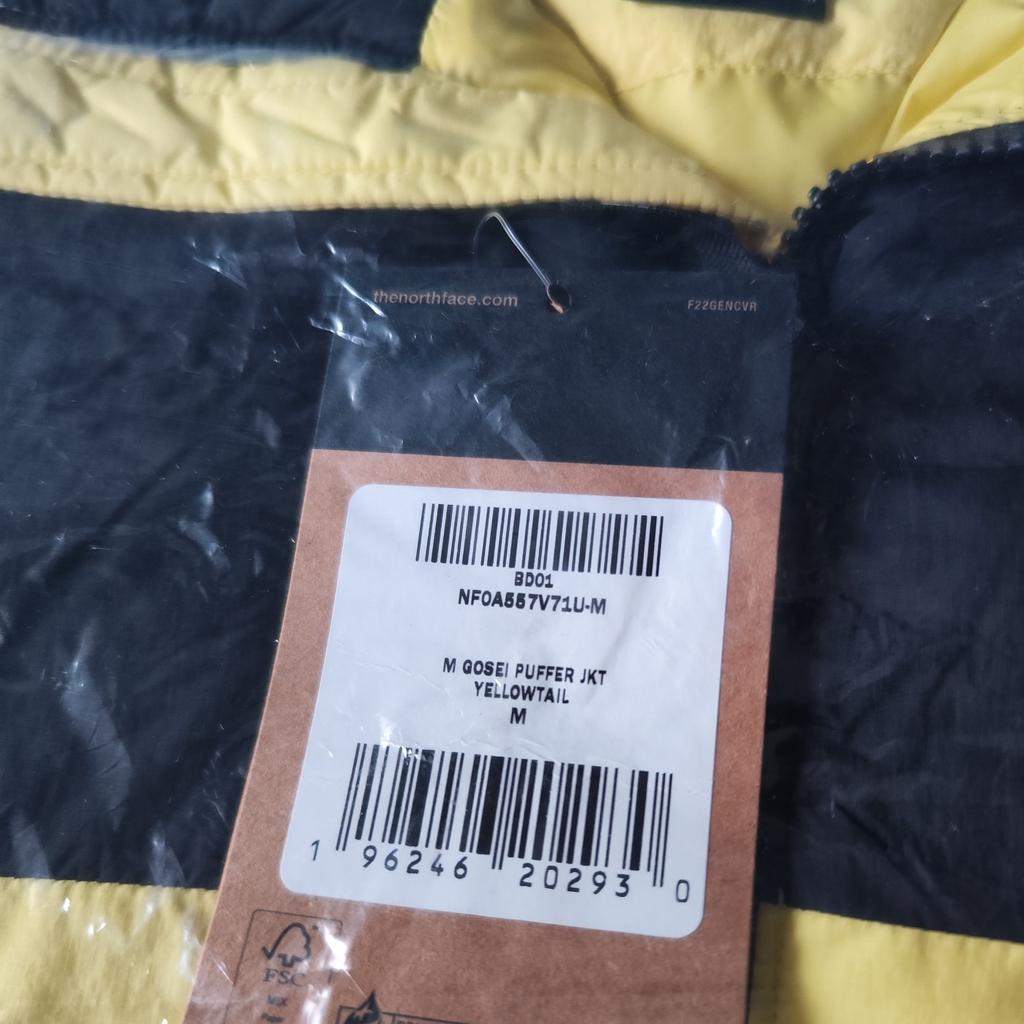 The North Face Men's Gosei Puffer Jacket / BNWT / Yellow & Black / Medium