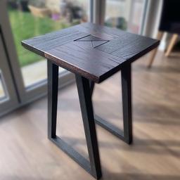 Bespoke handmade side table. Made out of solid ash with solid oak centre feature. 570mm high with 380mm square top. Very unique piece