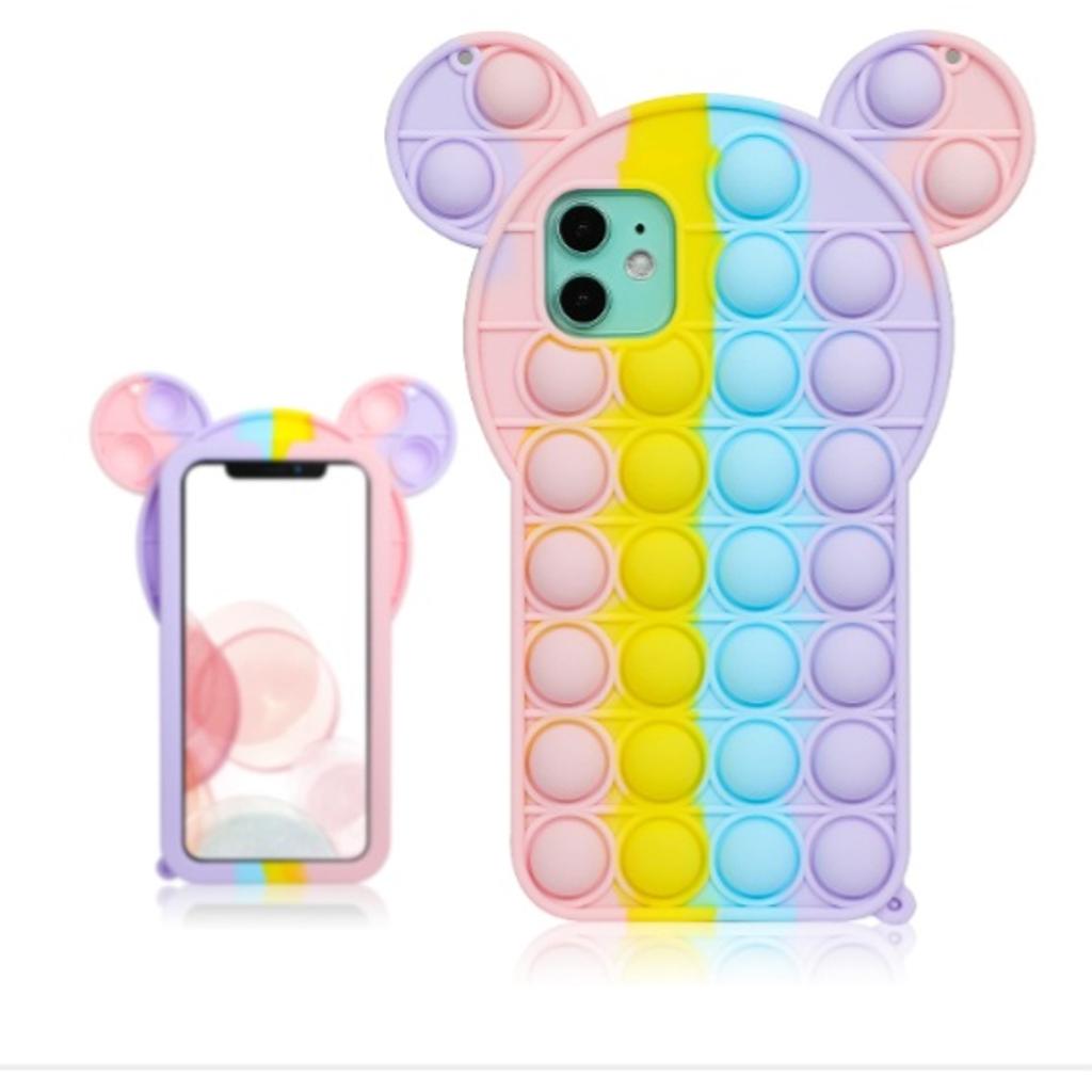 Qerrassa Color Mouse Classic Silicone Case for iPhone 11 6.1 ,Cute Fidget Cartoon Cover Kids Girls Fun Soft Cases Pretty Cool Funny Design Fashion Stylish Kawaii Unique Protector for iPhone 11