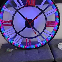 huge 40in metal clock rebuilt and repainted with new led lights looks awesome but heavey farnley leeds 12 mob 07488242721 its £60 in the range without leds and paint
