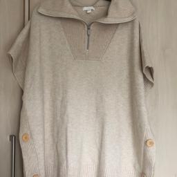 Nice poncho style button detail zip up collar