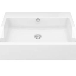 Victorian Plumbing Milton 600 x 460 x 160mm Wall Hung Rectangular Basin (0 Tap Hole).

Perfect condition, no scratches or chips.
Supplier sent us the wrong one, we needed a tap hole in ours. Cost £129.95.

The Milton large minimalist rectangular wall hung basin will make a bold statement in your bathroom. Manufactured from high quality ceramic with a smart white gloss finish, this 600mm wide basin combines striking looks with a sturdy build. Designed for use with wall mounted basin mixers.

Product Details
Width: 600mm
Depth: 460mm
Height: 160mm
Product Type: Wall Hung Basin
Range: Milton Accessible Bathrooms
Shape: Rectangular
Material: Ceramic
Colour/Finish: Gloss White
Tap Holes: 0
Wall hung basin makes the bathroom easier to clean
With chrome ABS overflow
Requires slotted waste

Free local delivery available, or willing to send via a courier service at the buyer’s expense.