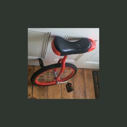 Indy Unicycle - Unwanted Gift in excellent condition

Collect from Brockley, St Johns Lewisham SE4.

ITEM DESCRIPTION:
The Indy 20" Trainer Unicycle is a super strong unicycle at a great price. Ideal for both adults & children.

Due to its strength, it is perfect for workshops and basic tricks.

It comes with a quick-release seat bolt and non-slip stem. Ideal for quickly adjusting height for multiple riders.

The seat comes with a colour matching grab handle for bunny hops.

The 20-inches size is the most popular size for beginners due to it still being maneuverable yet a little bit faster than the Indy 16 inch model.

A Great first unicycle.

Finished in powdered coated red paint.

The inside leg measurement for the rider: Maximum - 77 cm (30.1"), Minimum - 67 cm (26.4"). It is also possible to hacksaw a few inches off the bottom of the seat pillar to make this unicycle ideal for shorter riders