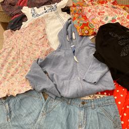 9 items 
Girls age 10 Next sweatshirt 
                                 Pink floral blouse 
                                 White/blue blouse 
                                  Black long sleeve top
                                  Red/white spot skirt/short
                                 Navy/Red long sleeve blouse
M&S age 10         Red/mustard blouse 
           age 10-11.     2x denim shorts 
Smoke free home 
Collection only