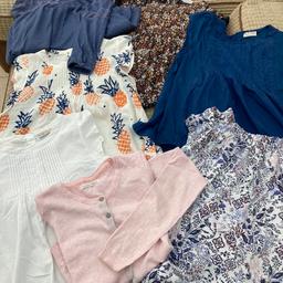 7 Next Tops  Age 11 tops 
White Tunic blouse 
Navy/ cream / tan pineapple tunic blouse 
Pink cardigan 
Floral navy/tan/cream tunic top 
Blue tunic top 
Navy/white floral top
Blue long sleeve tunic top 

Smoke free home 
Collection only