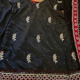 Black embellished Salwar suit. Great for wedding & party. Only used once for few hours.
Beautiful back design. Grab a bargain!!

**Please see my other items**
Can save on postage on multiple items